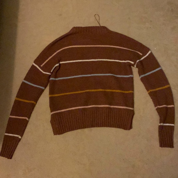 brown sweater with colourful stripes - Picture 2 of 3